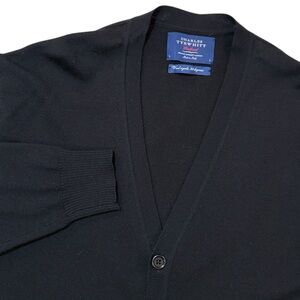 Charles Tyrwhitt Weekend Black Button Cardigan Xtra Fine Merino Wool Italy Large